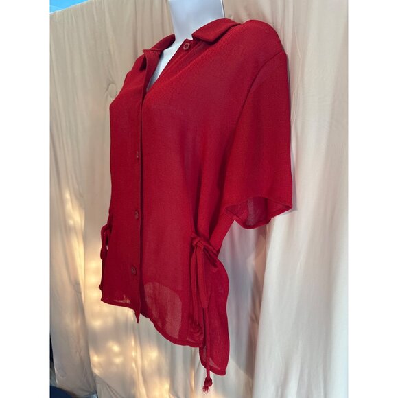 Vintage Donna Ricco Size 14 Red Blouse - Picture 2 of 4